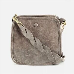 Anthropologie Bette Gray Vegan
Leather Braided Strap Crossbody Bag EUC